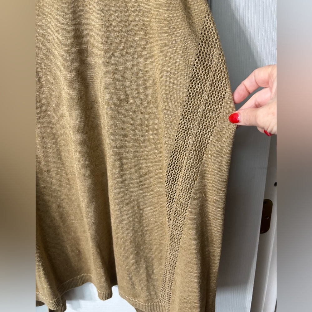 Talbots 100% Linen Cardigan Sweater Plus size 1X Neutral Tan Lightweight - Picture 6 of 7